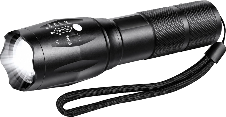 Taktisk LED-lommelygte T6 med vandtæthed og zoom - 1 stk.