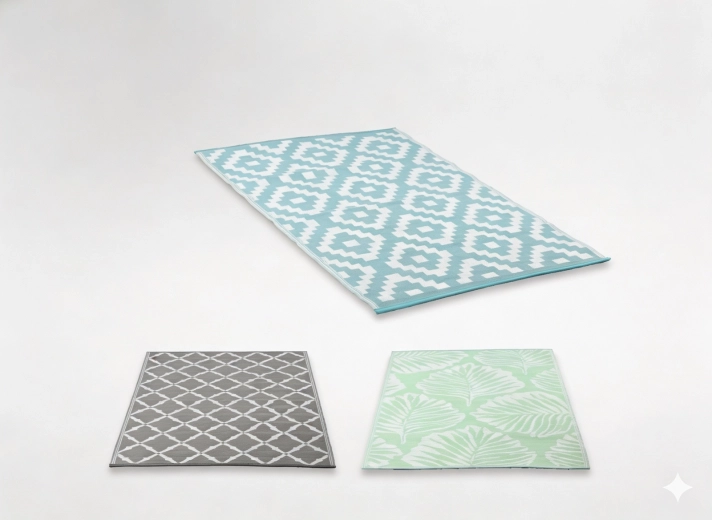 Udendørs fladvævet tæppe til terrasse 120 × 180 cm, mix af mønstre