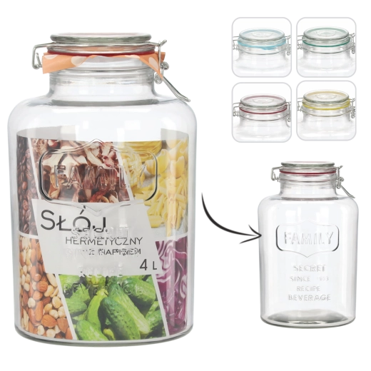 Lufttæt glaskrukke 4 l med teksten FAMILY