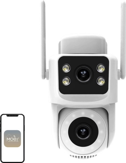 Moes udendørs Wi‑Fi IP-kamera med dobbelt objektiv 8 MP