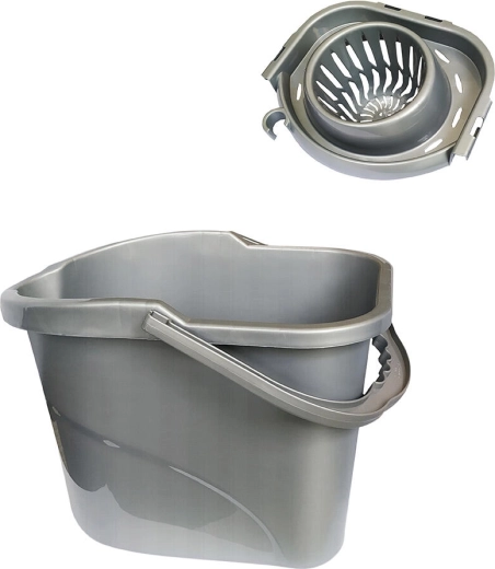 Oval spand med vrider 15 l, sølvfarvet