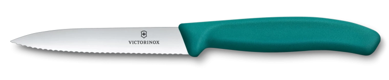 Køkkenkniv til frugt og grøntsager VICTORINOX Swiss Classic, 10 cm, takket, spids, grøn