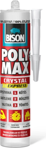 Bison Poly Max Crystal Express transparent lim og fugemasse 300 g
