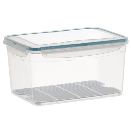 Plastdåse til madopbevaring med låg, tætningsliste og rist 4,5 l