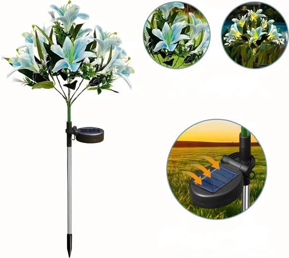 Solcelle have lampe i liljeform til nedstikning