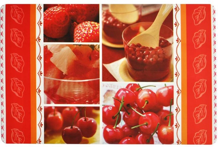 Plastunderlag TORO med frugtmotiv 43 × 28 cm, miks af mønstre