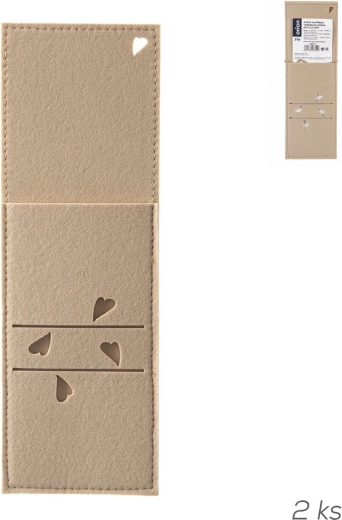 Filtbestikholder med hjerter, beige