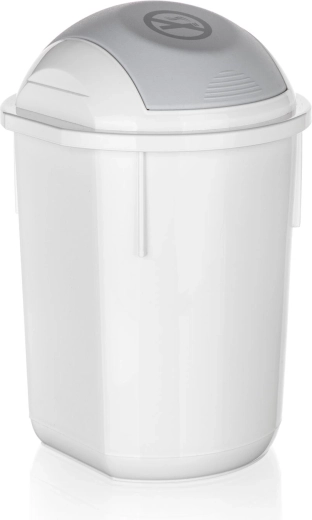 Plastaffaldsspand med vippe låg 8 l – hvid