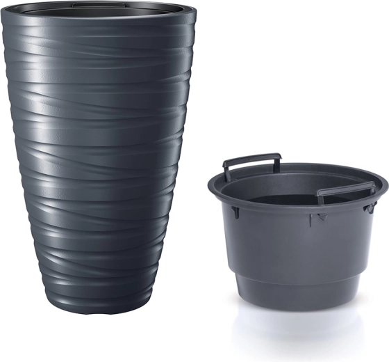 Høj urtepotte med indsats MAZE 37,5 cm – antracit