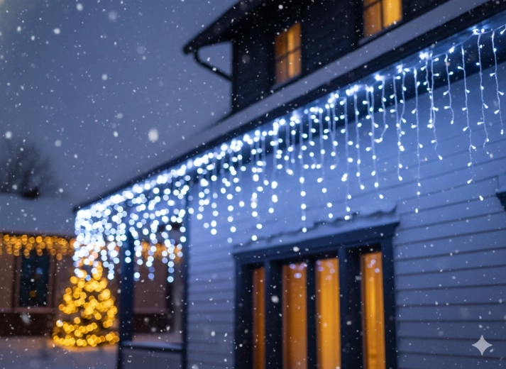 Lyskæde-gardin LED istapper 300 LED kold hvid 12 m - 1 stk.