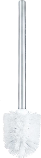 WC-børste med håndtag i rustfrit stål, hvid, diameter 8 cm