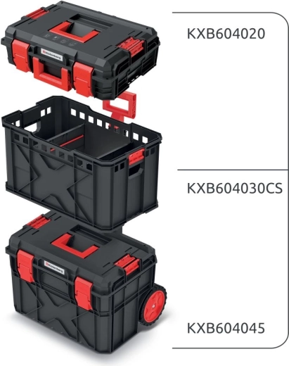 Sæt af værktøjskufferter og organisere X BLOCK PRO, 546 × 380 × 970 mm, sort