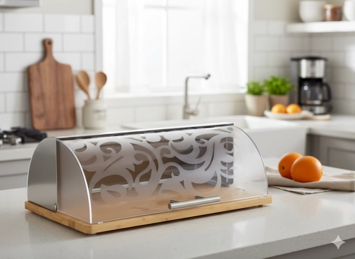 Bambus-brødboks med akryllåge Canella 39 × 28,5 × 15 cm