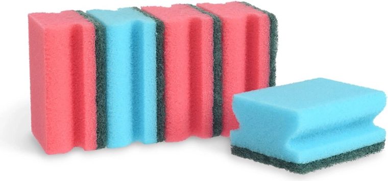 Formede opvaskesvampe 8 × 4,5 × 2,5 cm, farvemix, 5 stk.