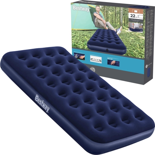 Oppustelig enkeltseng BESTWAY med velouroverflade
