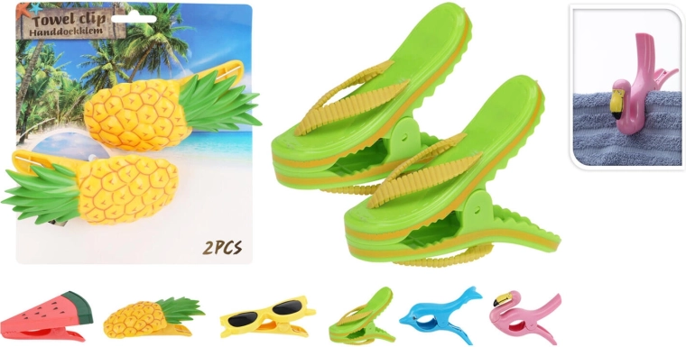 Klemmer til strandhåndklæde – mix af dekorer (2 stk)