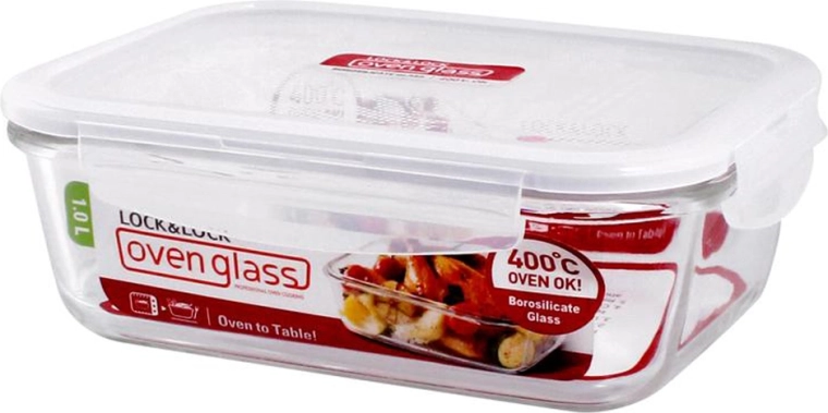 Glasovnfast fad med låg Lock 1 l i borosilikatglas