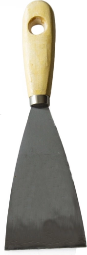 Rustfri kileformet spartel 60 mm med træhåndtag