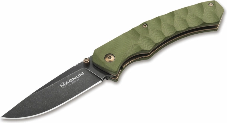 Magnum Iguanodon lommekniv 8 cm, stonewash, grøn G10