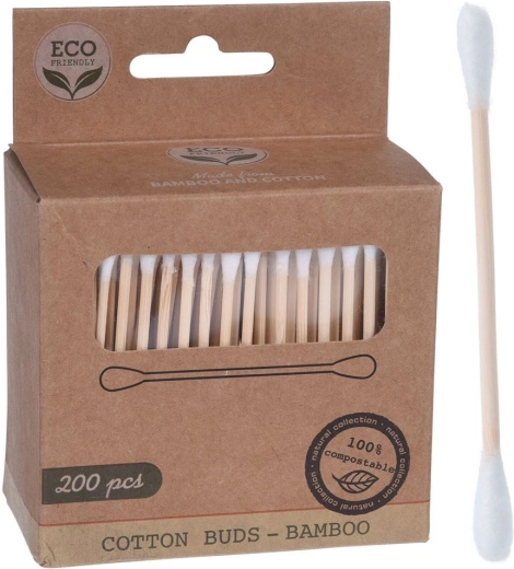 Biologisk nedbrydelige bambus vatpinde 200 stk.