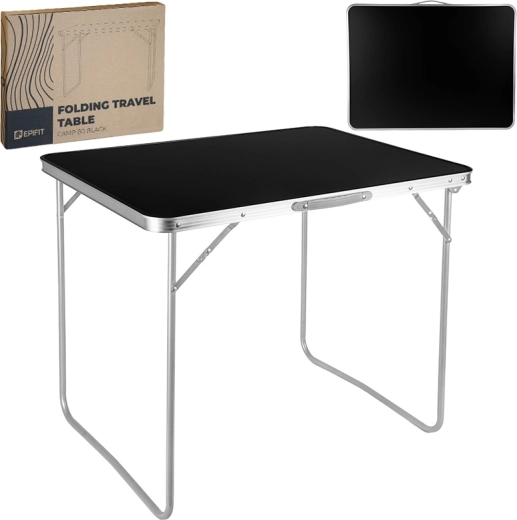 Sammenklappeligt campingbord Camp 80 sort