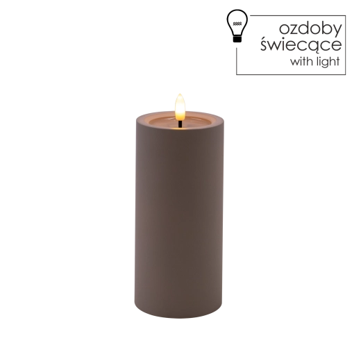 Grå LED-lys 7 × 15 cm med flimrende flamme