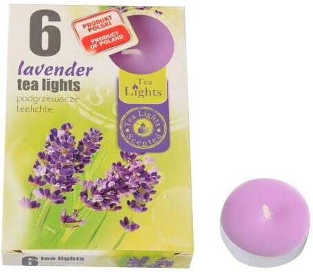 Duftende fyrfadslys med lavendel, 6 stk.