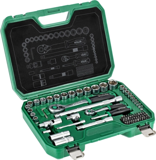 Stalco værktøjssæt 1/2" + 1/4" (84 dele) i kuffert