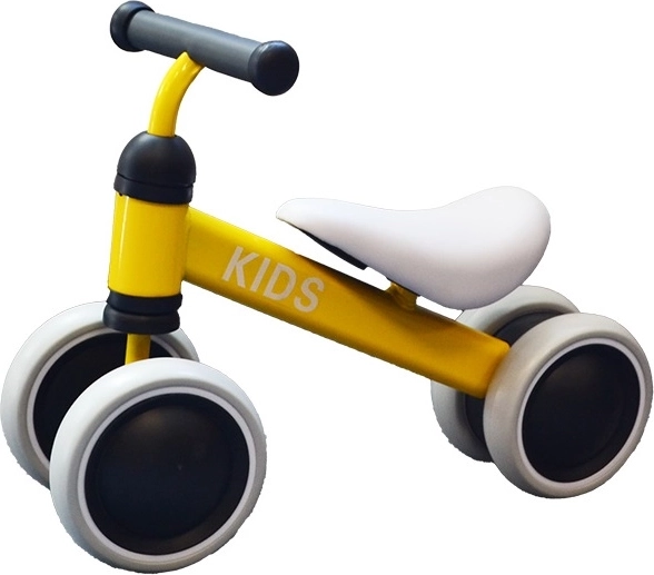 Børneløbecykel KIDS – metal, 4 hjul, gul