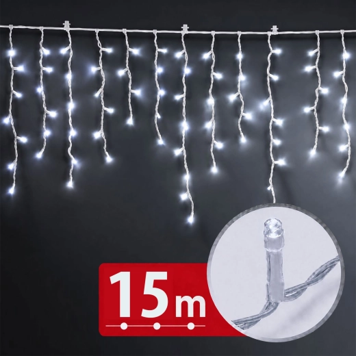LED-lysgardin 15 m med 600 LED i kold hvid