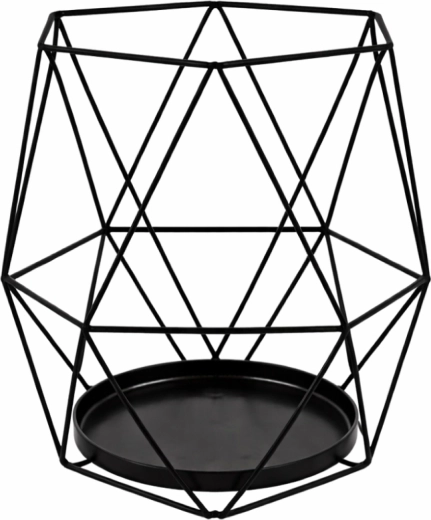 Geometrisk lyslanterne i metal til stearinlys, sort, 15 × 15 × 18 cm