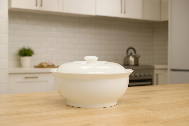 Porcelænsskål med låg 1,5 l