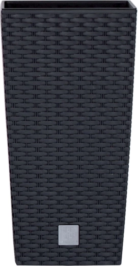 Plantekasse med flet i rattanlook Rato Square med indsats 24 × 24 × 45 cm, antracit