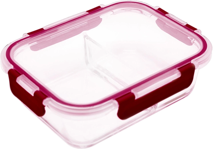 LORA glasbeholder rektangulær opdelt 1,3 l med låg