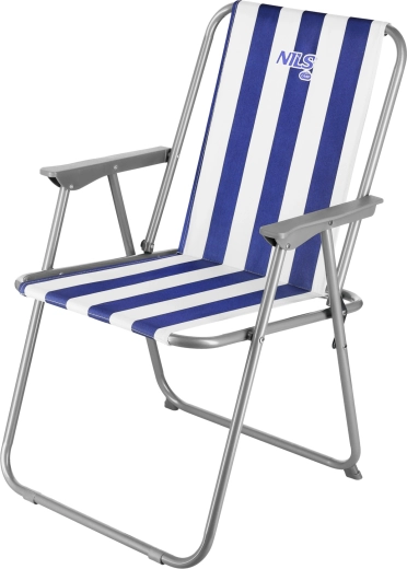 Sammenklappelig strand- og campingstol NILS Camp blå‑hvid