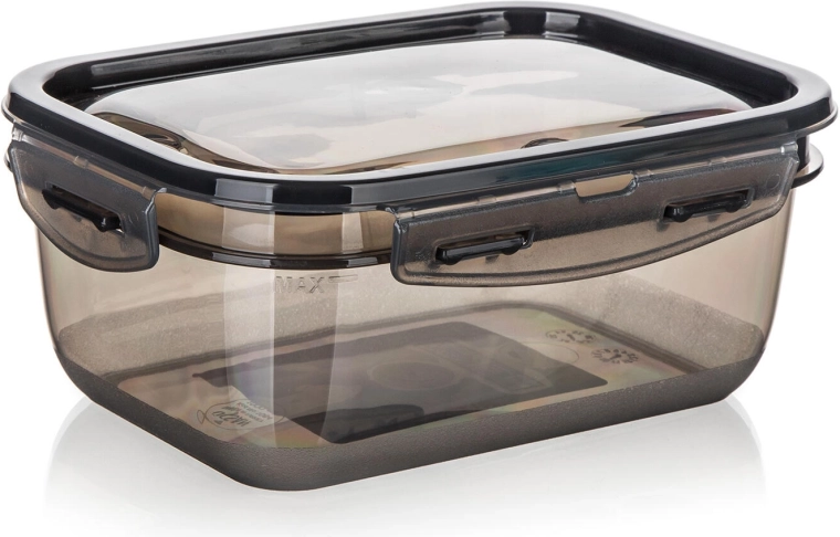 Dåse CADENZA rektangulær 1 l med kliklås, røgfarvet transparent plast