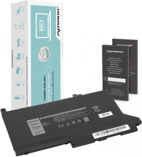 Movano-batteri til Dell Latitude 7280/7290/7380/7390/7480/7490 (11,4 V, 3000 mAh, 34 Wh)