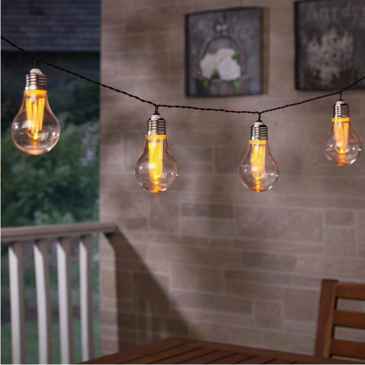 Solcelledrevet havelystkæde 3,8 m, 10 LED varm hvid, store pærer