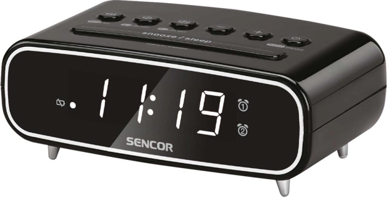 Sencor radiovækkeur med PLL FM-radio og dobbelt alarm