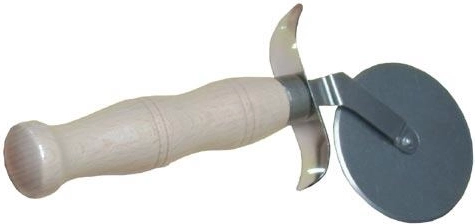 Pizzaskærer i rustfrit stål med træhåndtag 6 cm