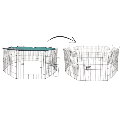 Udendørs løbegård til dyr med skyggenet, 8 paneler 56 × 57 cm