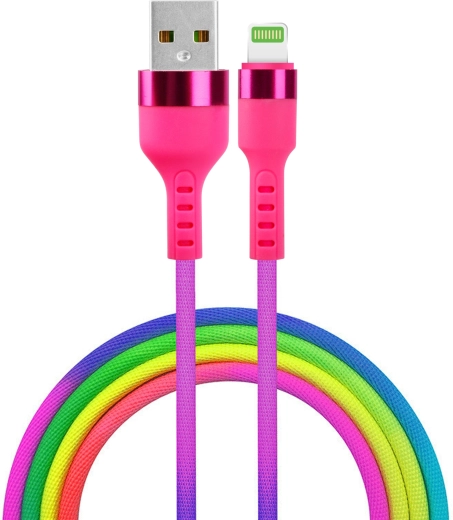 Setty USB–Lightning-kabel 1,2 m 2,1 A, regnbuefarvet