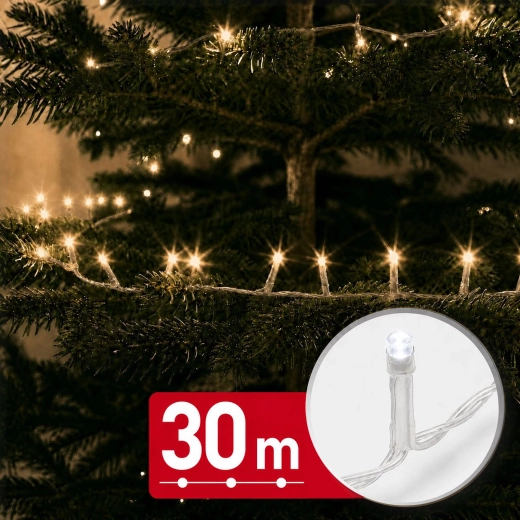 LED-lyskæde 30 m med 600 LED'er, varm hvid