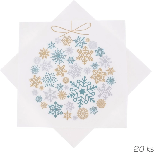 Papirsservietter med motiv af grøn julekugle 33 × 33 cm, 20 stk.