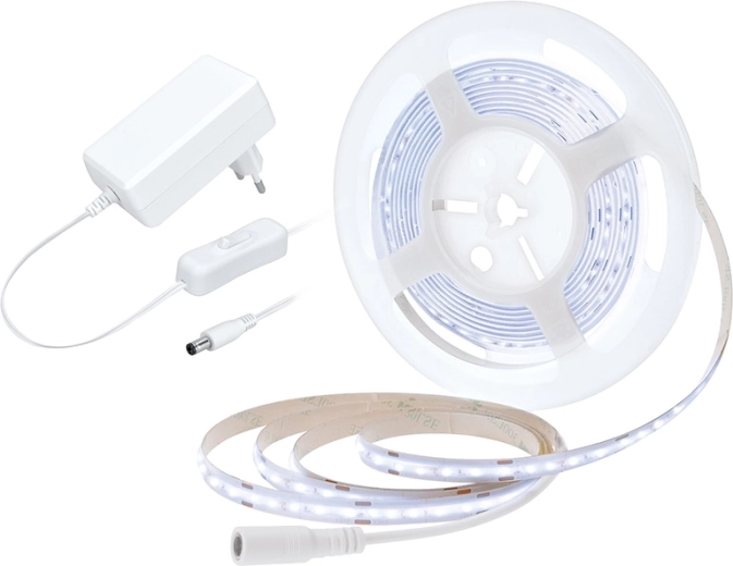 Solight LED COB-strimmel med adapter og afbryder 5 m 8 W/m kold hvid