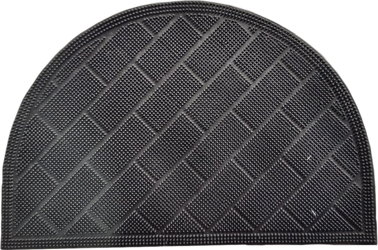 Gummi halvcirkelformet dørmåtte 40 × 60 cm sort