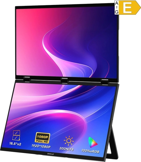 Zeuslap Z18W bærbar dual-monitor 2× 18,5" Full HD