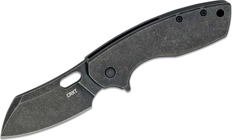 CRKT Pilar Large Black foldekniv 6,8 cm, Black Stonewash, fuldmetal