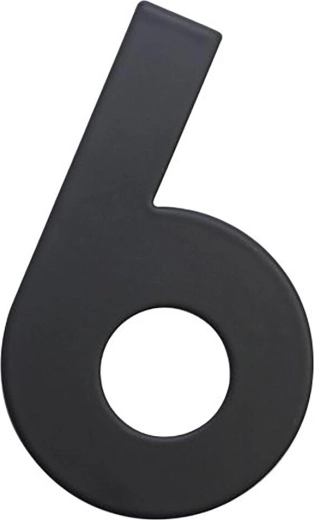 Husnummer 6, 75 mm, rustfrit stål, mat sort
