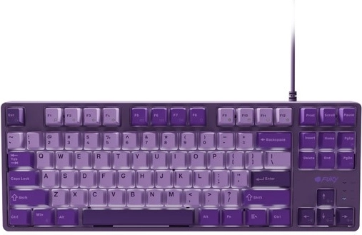 Gaming mekanisk tastatur FURY Kanabo K2, kompakt, lilla PBT‑taster, hvid bagbelysning